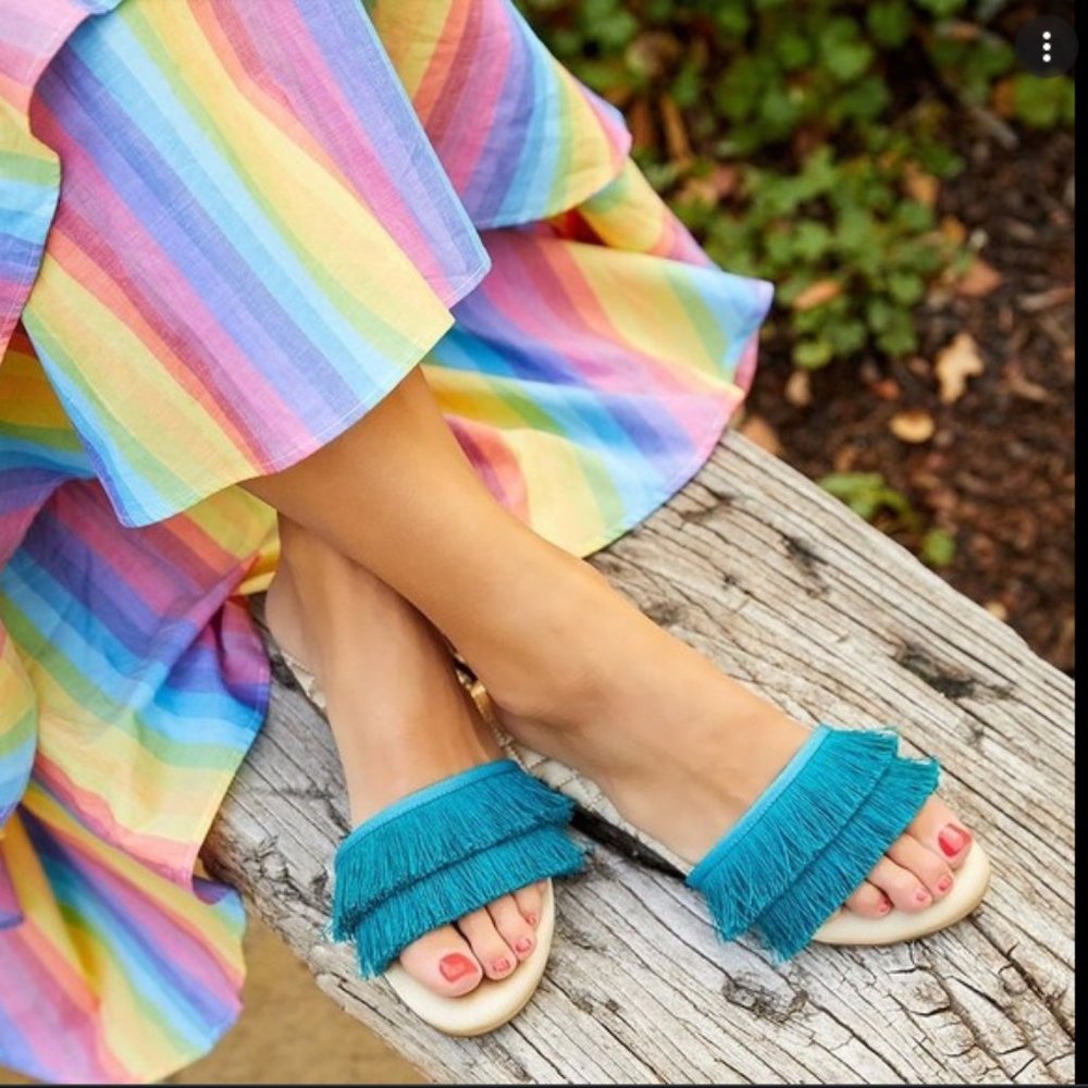 Birdies Sparrow Slide Sandal Teal Azure Sz 8 New